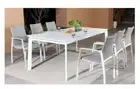 DEGO NON RUST ALUMINIUM 7 PIECE OUTDOOR DINING SET EXTENDING TABLE WHITE