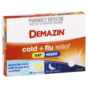 Demazin Cold + Flu Relief Day + Night 24 Tablets Blocked Nose Fever Headache