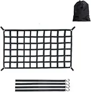 MCMATUTKEQ Truck Bed Cargo Net Car Trunk Rooftop Net Mesh Cargo Net Truck Trailer Dumpster Extend Mesh Covers Luggage Nets with Fixed Belt(Large)