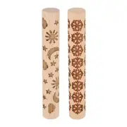 2pcs Wood Roller 10cm Snowflake Moon and Stars Pattern Wooden Pottery Tools