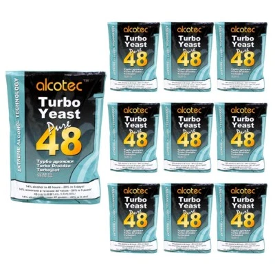 10 x ALCOTEC 48 HOUR TURBO SUPER YEAST - Home Brew Spirit 25 Litres In 48 Hours