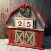 Wood & Metal Barn Christmas Countdown Advent Calendar Rustic Country Farmhouse