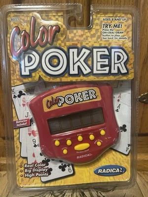Vintage 1999 Radica Color Poker Handheld Electronic Vegas Card Travel Game NOS