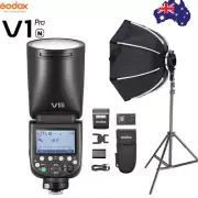Godox V1Pro-N TTL HSS Round Head Flash For Nikon + 65cm Softbox + Light Stand