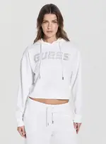 GUESS White Primula Active Hoodie Sweatshirt Size: XL, Cotton