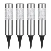 Solar Firework Light 4Pcs Solar Mosaic Lamp Ground Light Patio Stake Walkway Outdoor Garden Decor -Silver