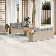 Patio Furniture Sets 7 Piece Garden Sofa Set with Cushions Mix Beige Poly Rattan