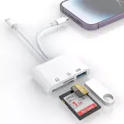 SD Card Reader for iPhone/iPad, Lightning + USB C Connector to SD/TF Card Reader