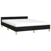 vidaXL Bed Frame Slat Bed Base with Headboard Black 153x203 cm Queen Fabric