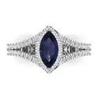 1.2 ct Marquise Cut Sapphire Gemstone Solitaire Ring With Accents White Gold
