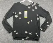 Buffalo David Bitton Printed Cozy Sweatshirt Top Army Twinkle star art Small