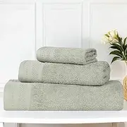 Superior Honeycomb Cotton Medium Weight Towels, for Guest Bath, Master Bathroom, Shower, Quick Dry, Adults, Home Essentials, Textured Waffle Border, Assorted Towel Set, 3 Piece Towel Set, Sage