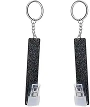 [wangjue] Credit Card Grabber Keychain with Key Ring, Card Puller for Long Nails, 2-Pack (Black)