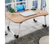 Laptop Stand Table Foldable Desk Bed Computer Study Adjustable Portable Cup Slot - Wood