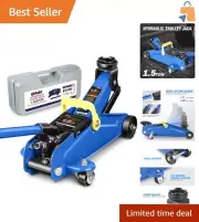 1.5 Ton Hydraulic Floor Jack - Low Profile Trolley Service with 5.3"-12" Lift
