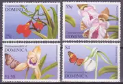 DOMINICA 2004 FLORES ORQUIDEAS 4 VALORES NUEVOS MNH