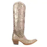 Corral Boots Tall Metallic Embroidered Studded Pointed Toe Cowboy Womens Brown,