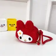 Plush Crossbody Bags for Girls Anime Cute Red My Melody Plush Money Key Bag