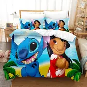 v1212 Bed Sheets / Pcs Home Lilo and Stitch Bedding Set Quilt Cover Twin Bedroom Decor for Kids Boy Girl Queen King Size Bedding Set 3-Piece Bedding S