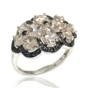 Peach Oval Cor-De-Rosa Morganite Cocktail Sterling Silver Ring