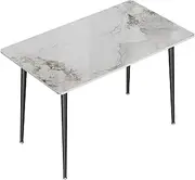 Kitchen Dining Table Marble Tabletop: Rectangular 120cm Modern Sintered Stone Cold Jadeite Pattern High Gloss Marble Effect Top Dinner Tables with Tapered Metal Legs - Not Include Chair