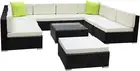 Outdoor Sofa 9 Seater Wicker Lounge Setting Table and Chairs, Patio Furniture Ra