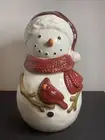 St. Nicolas Square Yuletide Winter Snowman with Red Cardinal Cookie Jar
