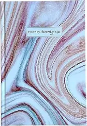 Shineone 2026 A5 WTV Premium Hard Cover Styish Week To View Diary & Full Year Planner, Ribbon Bookmark Floral Design, 21 x 15 cm (Marble Effect)