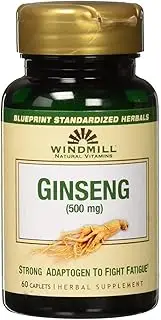 Windmill Ginseng 500 mg Extract Caplets 60 ea (Pack of 4)