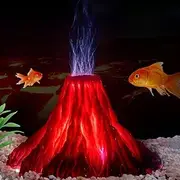HIULLEN Aquarium Decoration Set, Fish Tank with Colourful LED Lights, Volcano Shape Air Bubble Stone, Bubbler Accessories