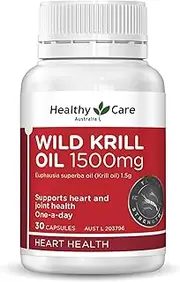 Healthy Care Wild Krill Oil 1500mg - 30 Capsules | Supports heart and joint health