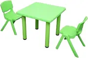 Kid's Adjustable Square Table Chair 3pc Set-1x Green Table 2X Green Chairs