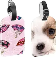 [WOSHJIUK] Luggage Tags,2 Pack Labels Suitcase Tags,Flower Cute Puppy,Luggage Tags Privacy Protection Travel Bag Tag