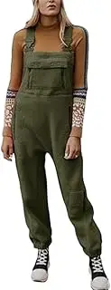 [TjaMa] Women's Plush Wool Overall Casual Loose Jumpsuit Plush Ski Pants Overalls Fleece Jumpsuit Overalls