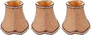 Marhynchus 3Pcs E14 Lamp Shade with Iron Clamp/Holder, European Fabric Candle Chandelier Lampshade, Copper Color Table for Hotel KTV Bedrooms, with High Light Transmittance, Easy Installation,