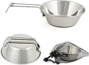 Ciieeo Compact Stainless Steel Rice Bowl Handle Portable for Outdoor Adventures Random Style