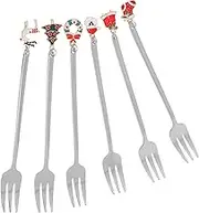 Garneck 6pcs Stainless Steel Forks Set for Christmas Elegant Dessert Forks for Fruit Appetizers Dishwasher Safe Holiday Tableware Stylish Box