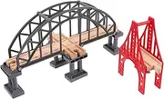 Wooden Train Track Bridge Model Pier 2pcs Accessory Kit for Toy Railway Sturdy Expandable Layout for Family Play