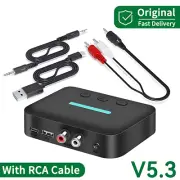 Bluetooth 5.3 Audio Receiver Adapter for 3.5mm AUX and RCA Speakers