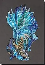 Abris Art Bead Embroidery Kit Blue Gold. DIY Beadwork Craft Kit for Beginners. Hand Made Beading kit from, Ukraine. Stylish Needlework Set, Needlepoint Pattern Fantasy Fish Sampler Decor Wall Art