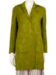 Green Floral Jacquard Blazer Jacket