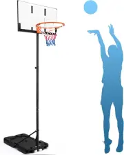Portable Basketball Hoop, 3.2-7FT Adjustable Height, 30 Inch Backboard, Indoor O