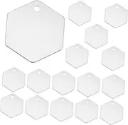 20pcs Blank Tag: Stainless Steel Hexagonal Stamping Engraving Blanks for Keychain Bookmark Dog Tag Jewelry Making Luggage Pets