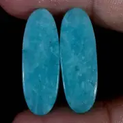 17.80 Cts Natural Amazonite Matched Pair Cabochon Gemstone For Earrings Supply