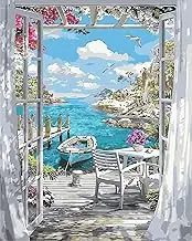 YECFWVRXHTS Paint by Numbers Kit for Adults Beginner, Seaside DIY Acrylic Paint by Number on Canvas, 16x20 Inch