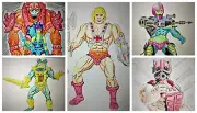 MASTERS OF THE UNIVERSE 80'S TOY FIGURES Original Art Boards 5 Set He-Man MOTU