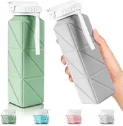 Collapsible Travel Water Bottles, Food Grade BPA Free Silicone Foldable Water Bottle, Leakproof Portable Expandable Water Bottles for Traveling, Camping, Hiking, Cycling & Sports Outdoor 620ml,2pcs