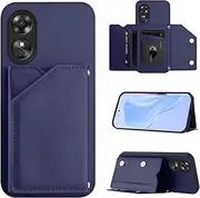 Case Compatible with Oppo A17 / A17K [PU Leather + Shell + Card Holder] 2 in 1 Magnetic Clasp Kickstand Cover Blue