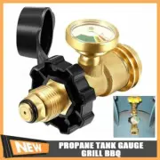 Propane Tank Brass Adapter W/ Pressure Meter Gauge for LP Gas Grill BBQ RV Set