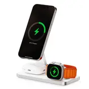 3-in-1 Wireless Charging Stand for Apple & Samsung with MagSafe, AirPods White